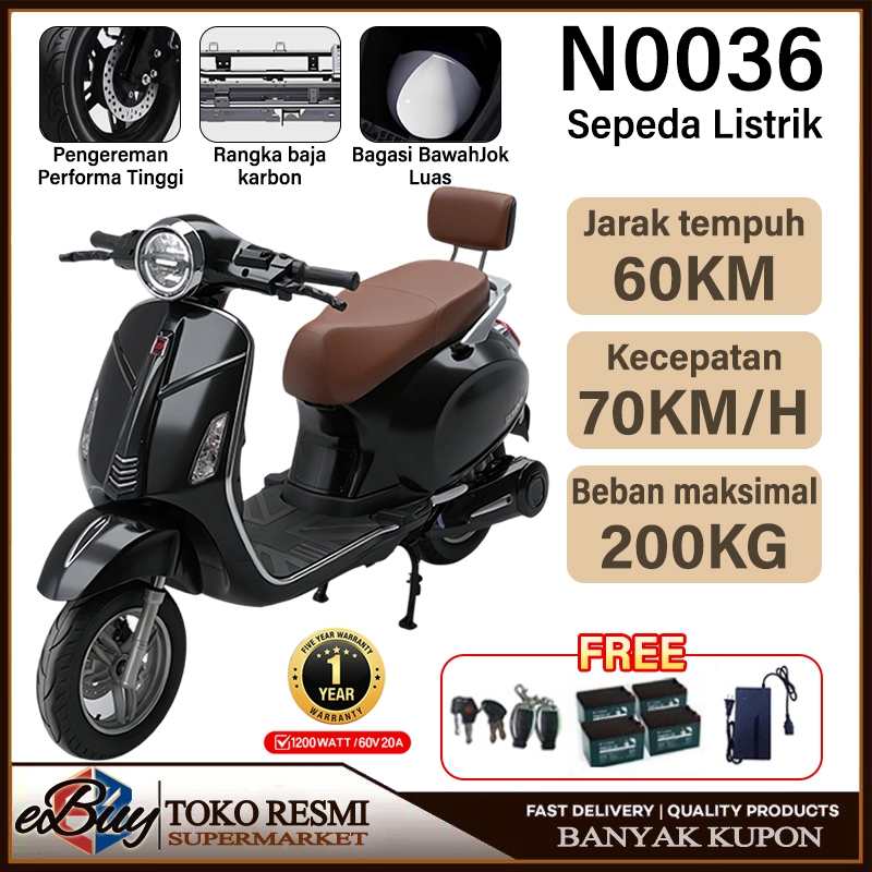 e-Buy Mobil Listrik Kelas Atas Mewah 1200W Motor Berdaya Tinggi / Sepeda Listrik Dewasa / 60V/20A Sepeda Motor