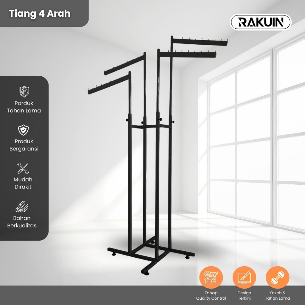 Jual GAWANG BAJU 4 ARAH - RAK PAKAIAN 4 ARAH BESI TEBAL KNOCKDOWN KOKOH ...