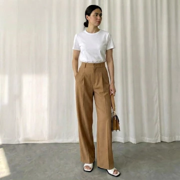 Viona Pants Celana Highwaist Trousers Loose Pants Kulot Wanita Anti Kusut Resleting Depan