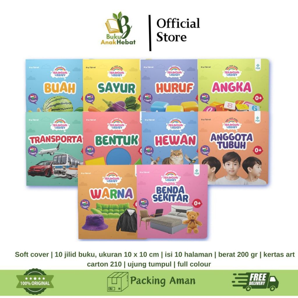 Jual Buku Balita BABY FIRST WORDS TRILINGUAL LIBRARY | 10 Tema Edukasi ...