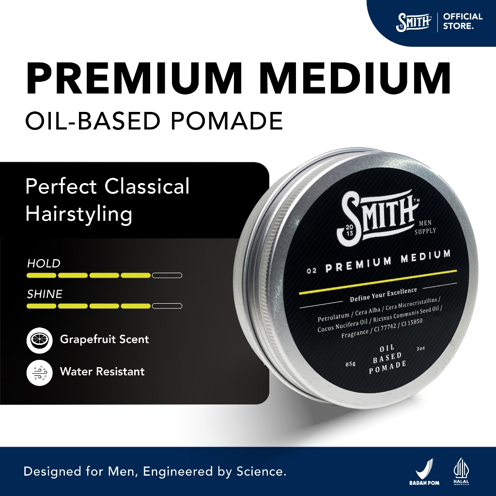 Jual Smith Men Supply - Premium Medium Hair Pomade Oil Based 85gr ...