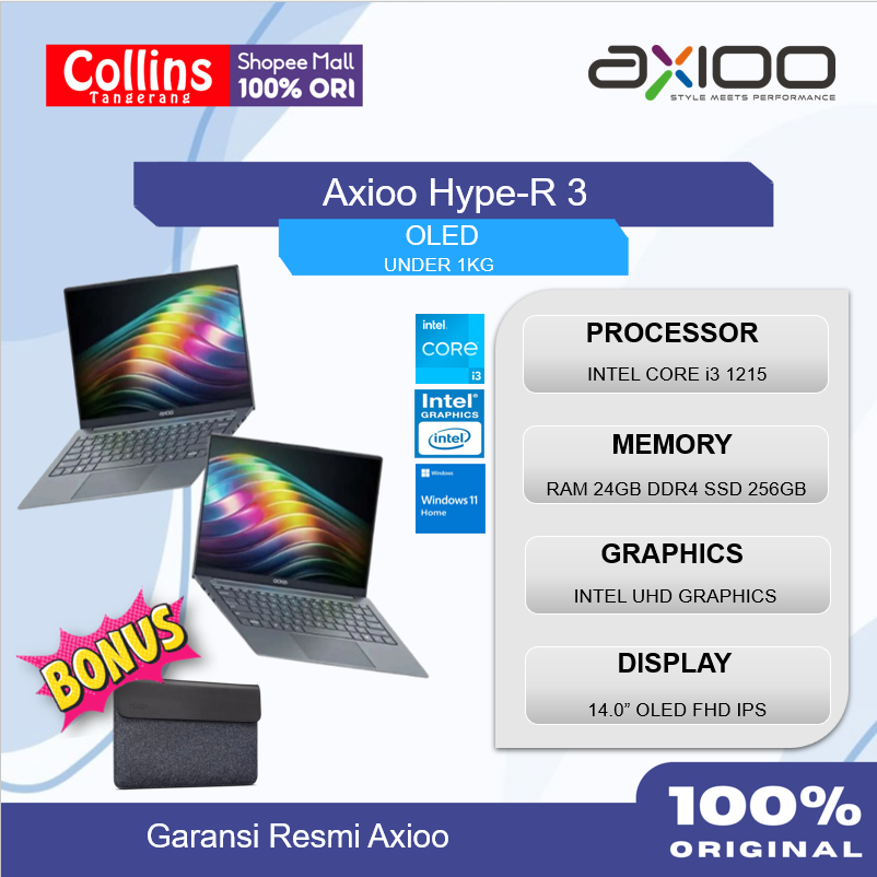 Jual Axioo Hype-R 3 OLED Intel Core i3 1215 RAM 24GB SSD 256GB W11 ...