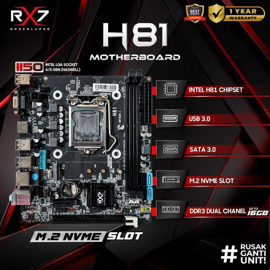 Jual Paket Motherboard Office/Editing/Gaming RX7 H81 Intel Processor i3 ...