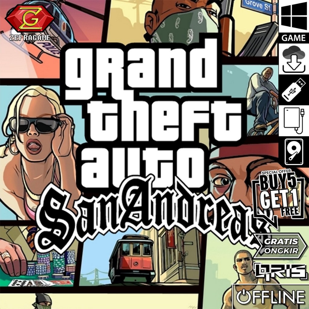 Jual GTA San Andreas GTA SA Grand Theft Auto SA Game PC Laptop Games ...