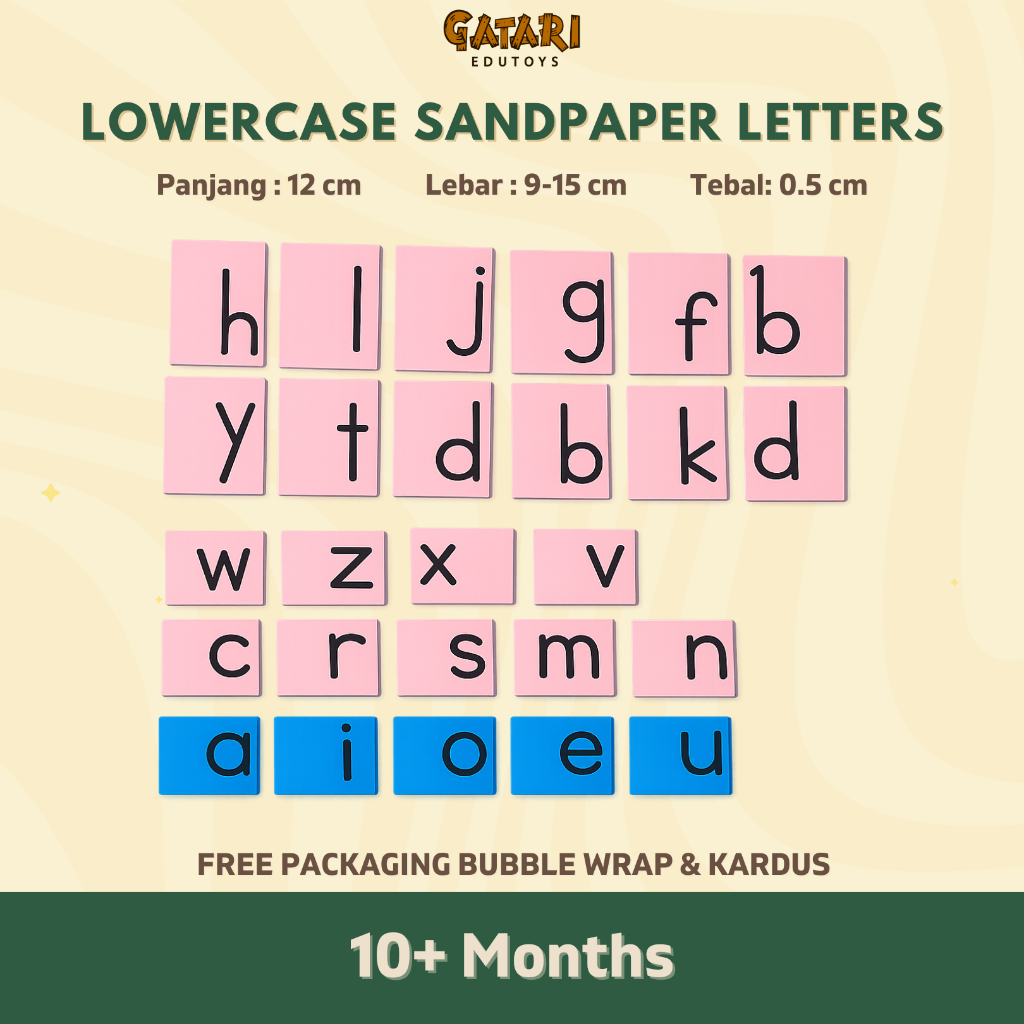 Jual Sandpaper Letter Huruf Kecil Kayu Montessori / Huruf Raba Kayu ...