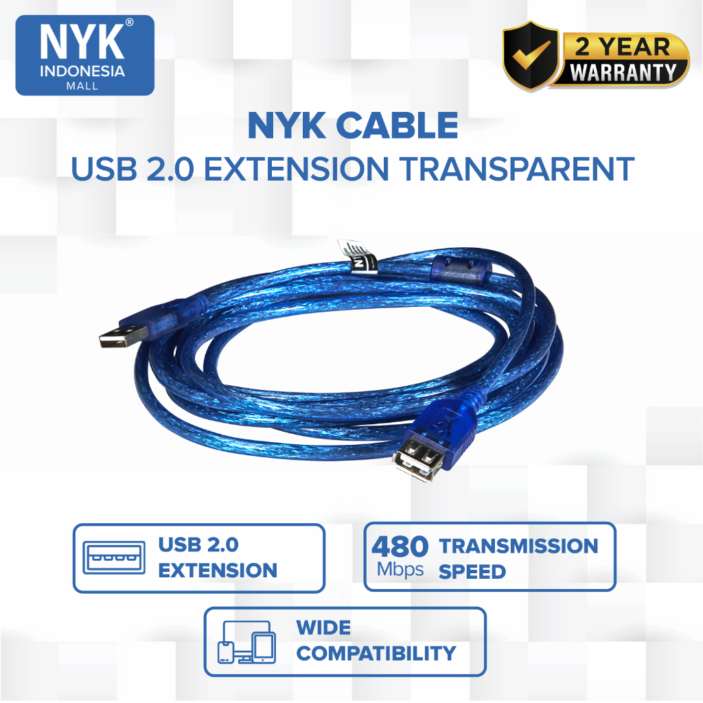 NYK Cable USB 2.0 EXTENSION Transparant COD