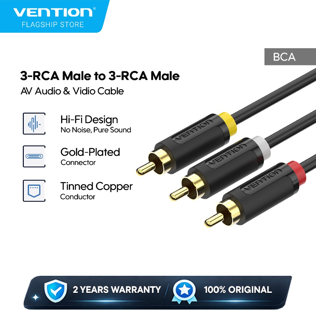 Jual Vention Kabel Aux Audio Vidio Cable 3 x RCA Male to 3RCA Male ...
