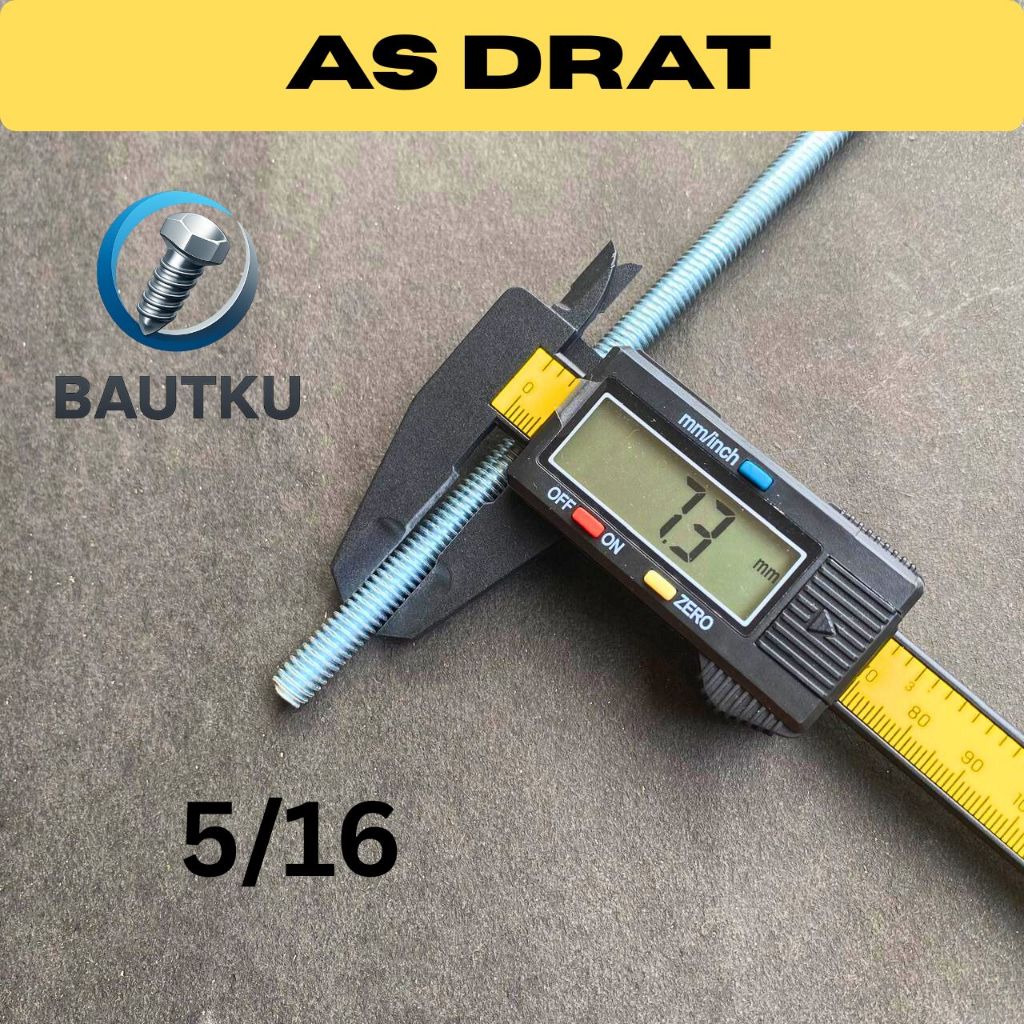 Jual AS DRAT 5/16 x 1 Meter Galvanis Putih (M8 Drat Kasar) / Long Drat ...