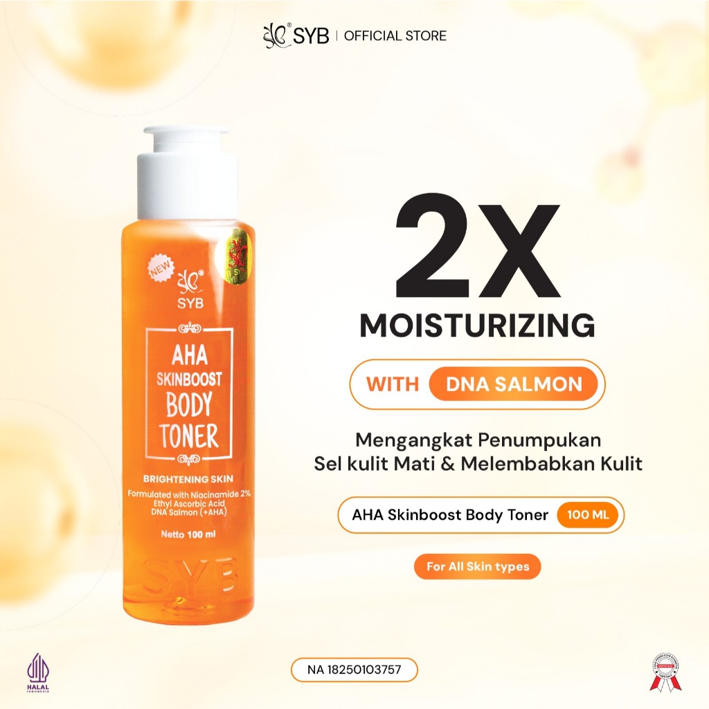 [ SPECIAL FLASH SALE ] NEW SYB AHA Skinboost Body Toner [Toner Badan dengan kandungan Glycolic Acid, DNA Salmon & Niacinamide 2%] untuk Kulit Cerah Halus dan Bersih