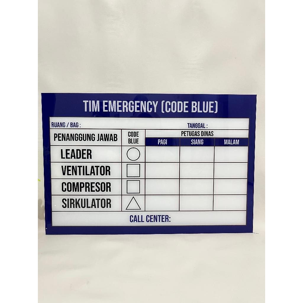 Jual Papan Code Blue Akrilik Siap Pakai Papan Code Blue Surabaya Custom ...
