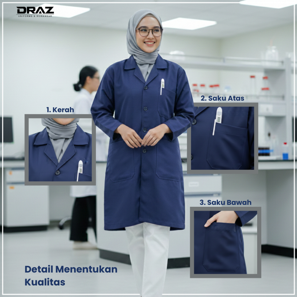 Jual TOKODRAZ - Jas Lab, Jas Laboratorium, Jas Lab Biru Dongker, Jas ...