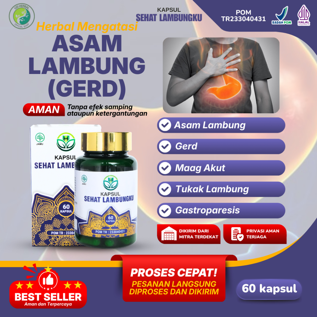 Obat Asam Lambung, GERD, Maag Akut, Gastroparesis 100% Alami - Kapsul Sehat Lambungku Murah Paling Ampuh Namun Tergantung Kondisi Tubuh