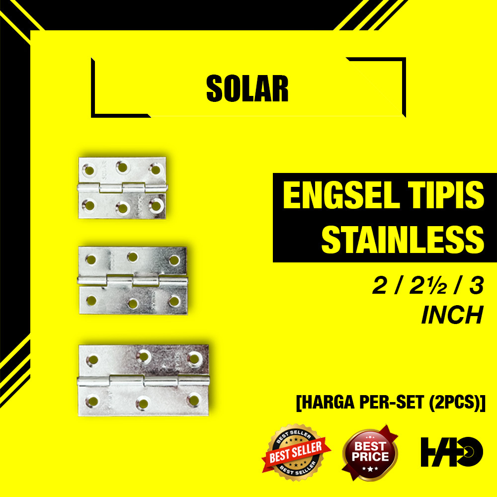 Jual SOLAR Engsel Tipis Stainless Putih Krom 1set Uk. 2 / 2 1/2 / 3 ...