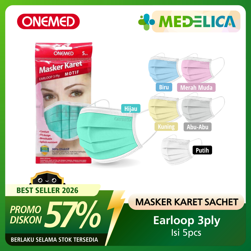 Jual Masker ONEMED Earloop Medis 3 Ply OTC isi 5pcs| Surgical Mask ...