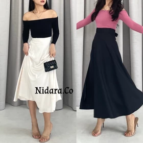 Rok Flare Wanita Rok Lilit Tali Kondangan Wisuda Bawahan Satin Valvet Instan