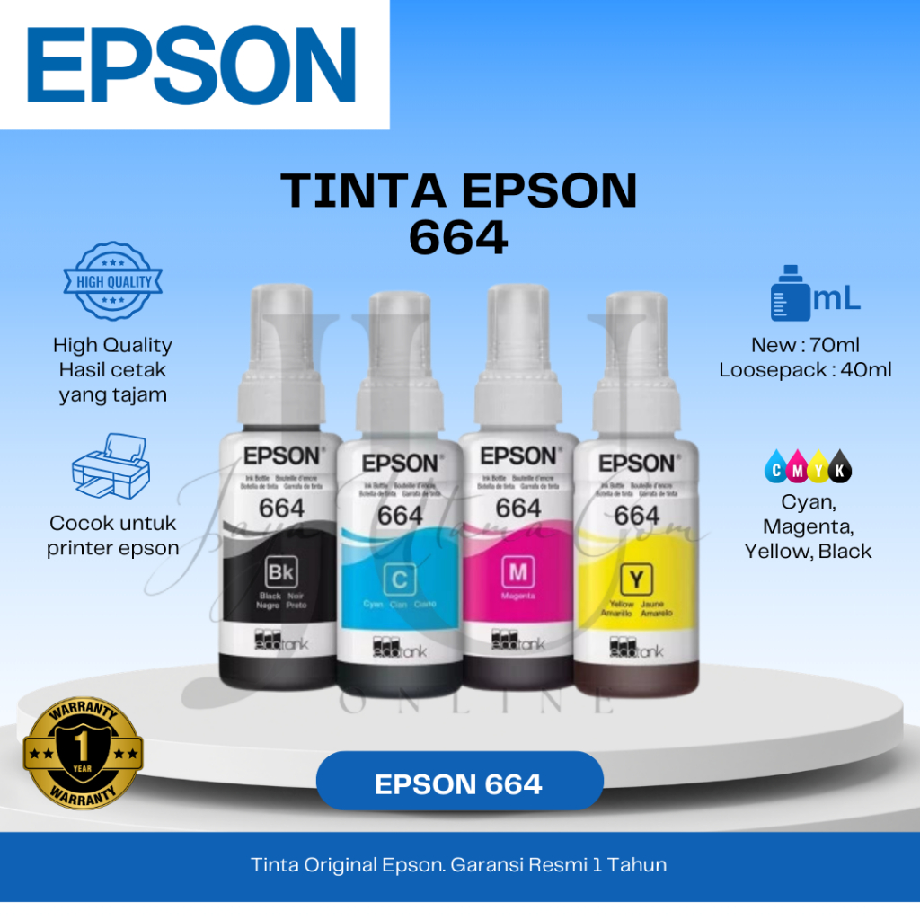 Jual EPSON Ink 664 Black Cyan Magenta Yellow | Shopee Indonesia