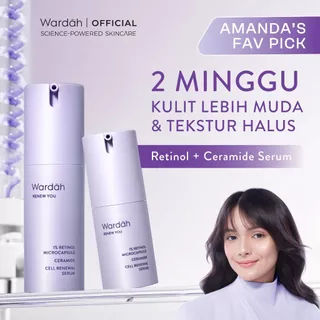 WARDAH Renew You 1% Retinol Microcapsule Ceramide Cell Renewal Serum - Double Encapsulated, Plumpy Smoother Skin, Menyamarkan Garis Halus, Mencegah Tanda Penuaan, Menghaluskan Kulit, Elastisitas, Mengecilkan Pori-Pori - Skincare