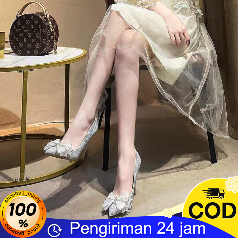 Jual COD Sepatu Hak Tinggi Wanita Pointed Toe Pump Stiletto High Heels ...