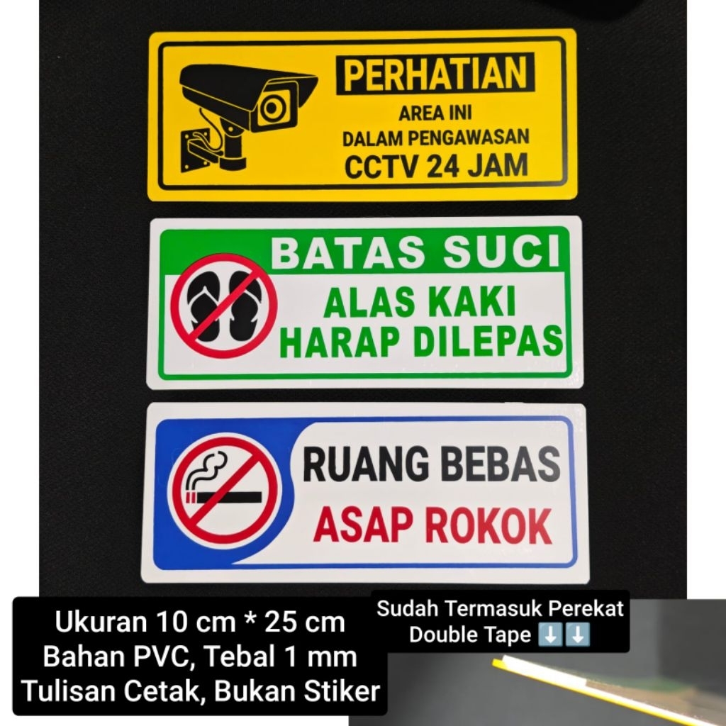 Jual PVC Signage Sign Penunjuk Batas Suci Area CCTV Ruang Bebas Asap ...