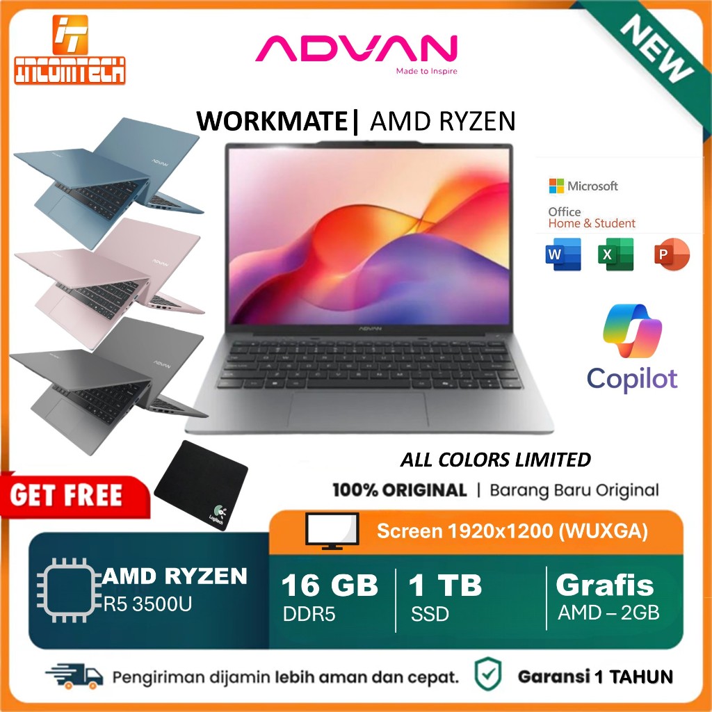 Jual Advan Workmate AMD Ryzen 5 3500U RAM 16GB SSD 512GB 14 WUXGA IPS ...