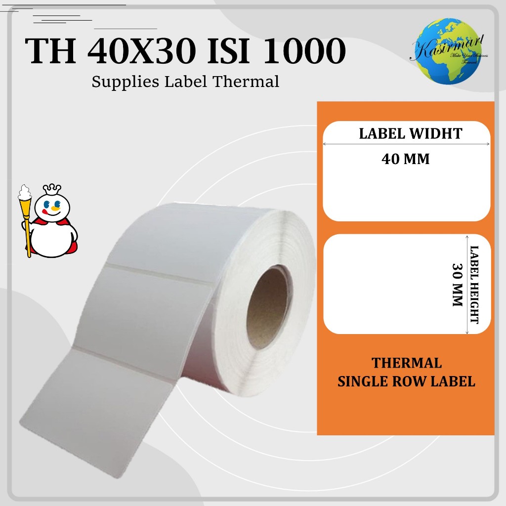 Jual Label Thermal Barcode 40x30 1 Line isi 1000 Core 1 inch Sticker ...