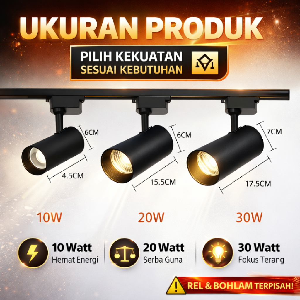 Jual LAMPU RELL TRACK LED SOROT LAMPU REL TRACKLIGHT SPOTLIGHT 10W 20W ...