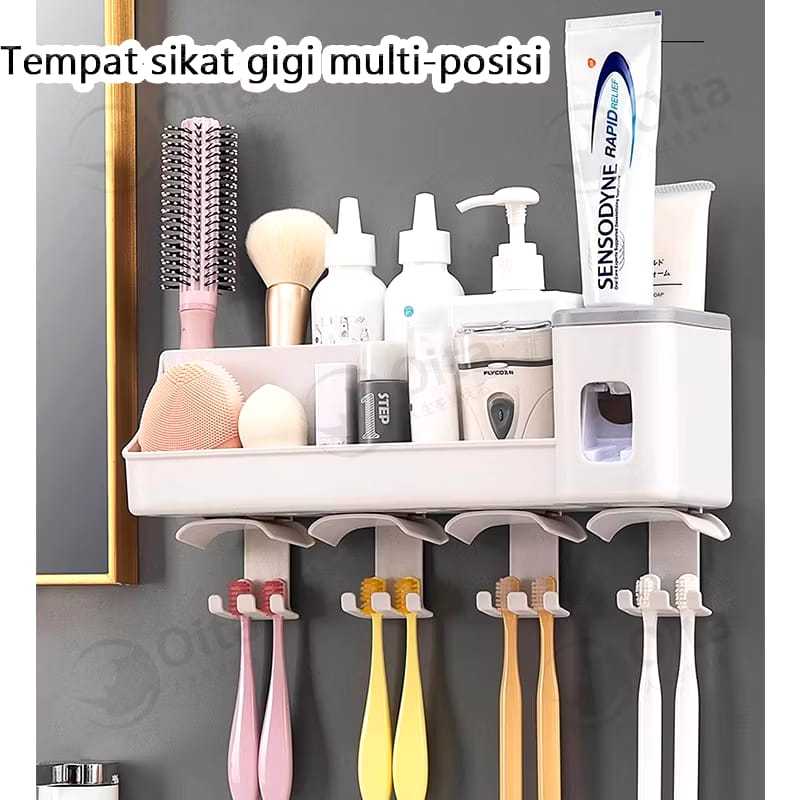 Jual Tempat Sikat Gigi Set Rak Kamar Mandi Toothpaste Penjepit Brush ...