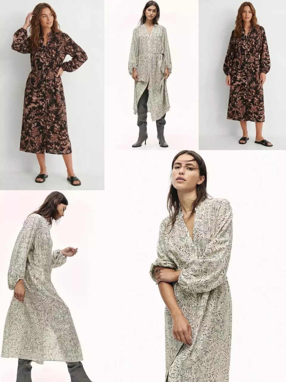 Dress Midi Wanita Bahan Viscose Adem Motif Floral Stylish  Women Floral Fit and Flare Dress - HM-2163