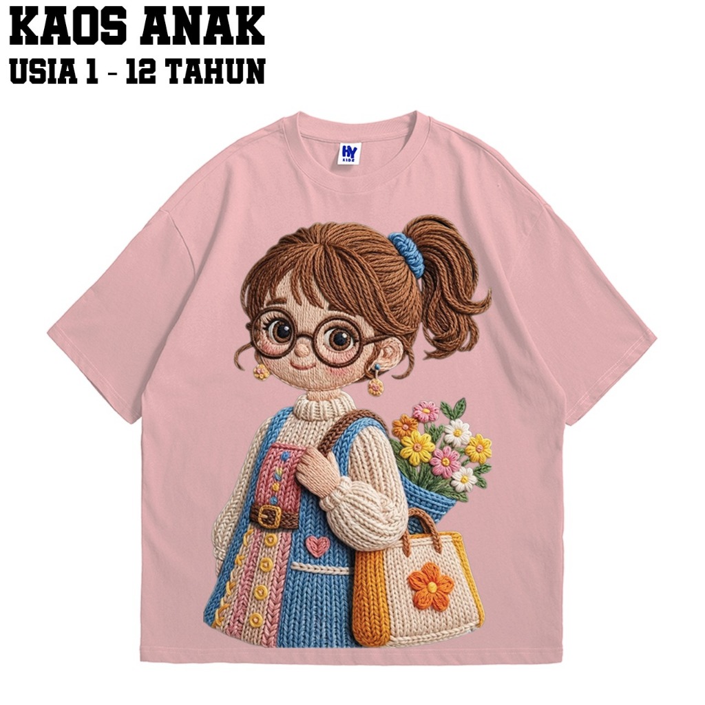 Kaos Anak Motif Gadis Kacamata Lucu Untuk Usia 1-12 Tahun Shp - foto 2