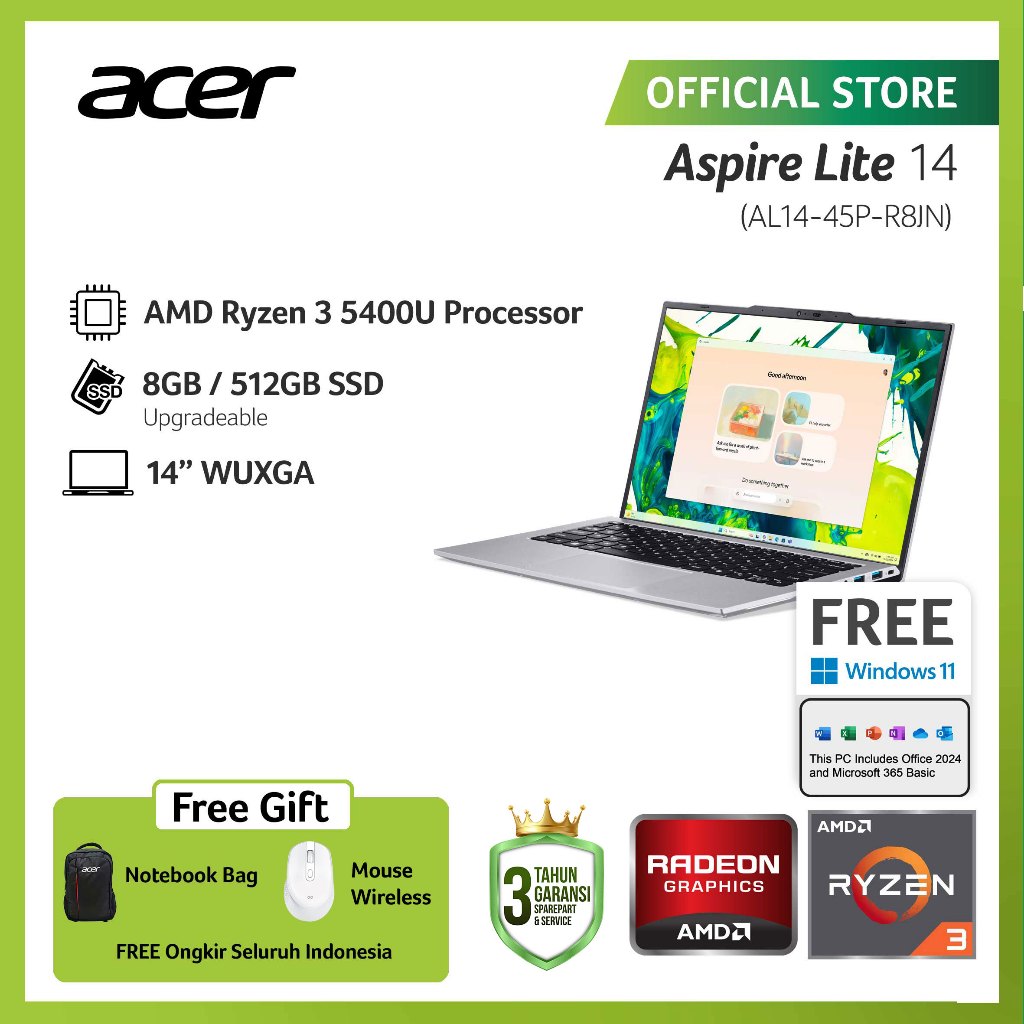 Jual (FREE WIRELESS MOUSE) ACER LAPTOP ASPIRE LITE 14 AL14-45P-R1QH ...