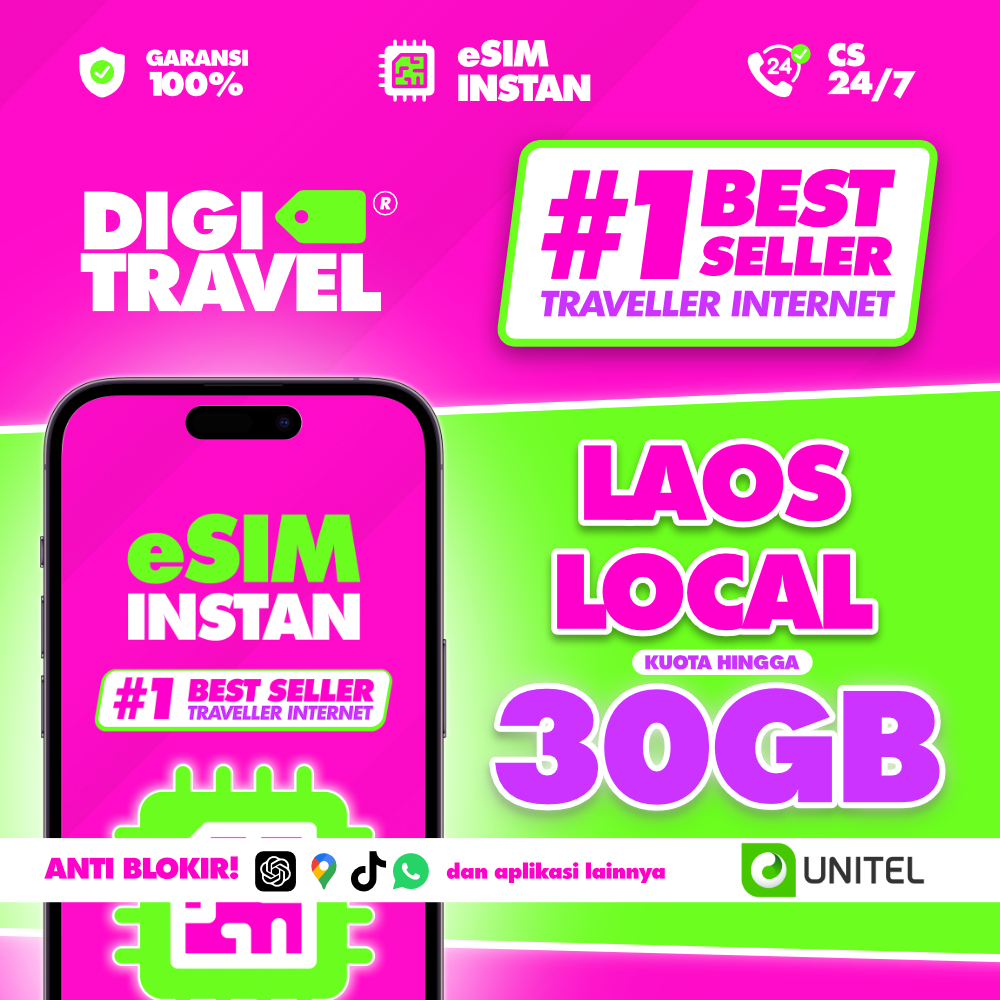 Jual eSIM Laos Provider Lokal UNITEL Kuota Besar Data Internet Roaming ...