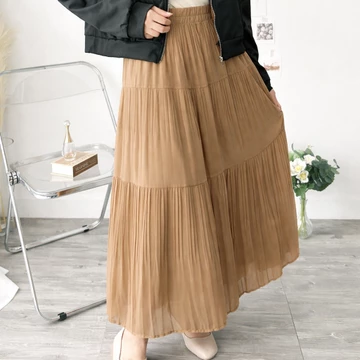 Fatayana Rok Plisket Susun Wanita Premium Korean Style Bangkok Maxi Skirt Flowy Elegan