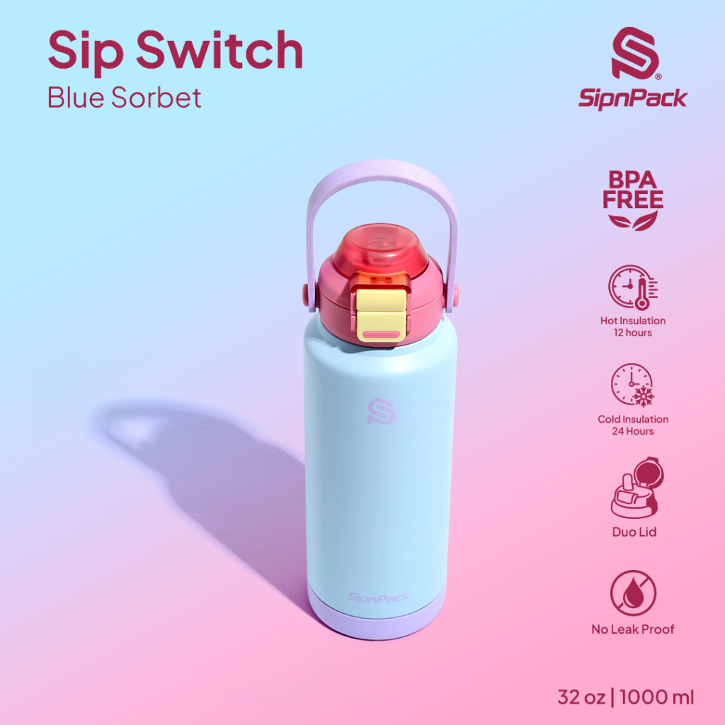 Jual [SipnPack] SipSwitch Blue Sorbet Bottle 32oz | 1000ml Insulated ...