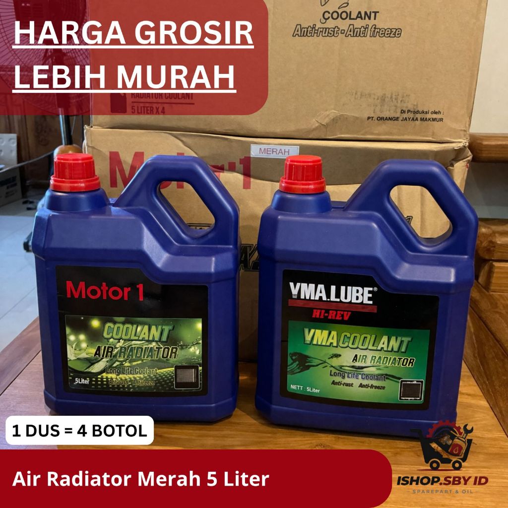 Jual Air Radiator Merah 5 Liter Motor 1 Coolant Radiator Mobil Motor ...