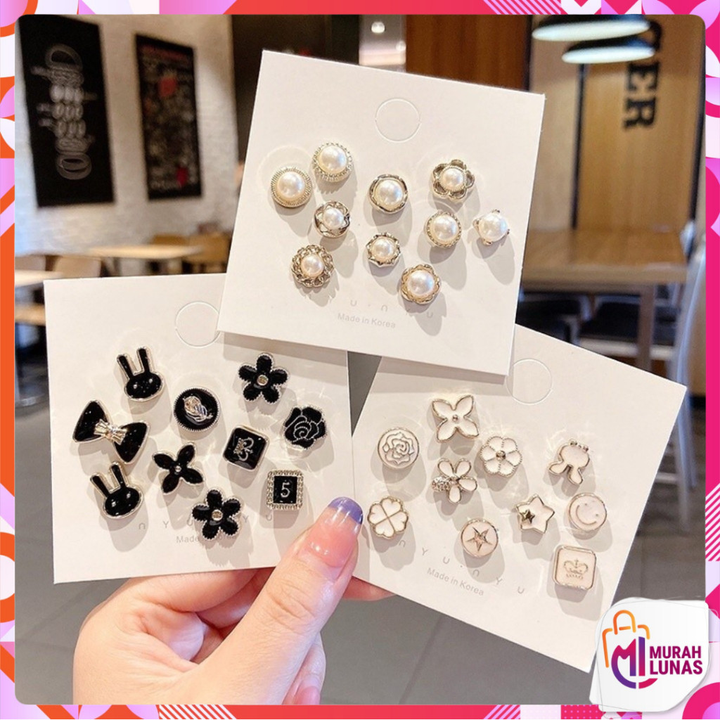 Jual MUNAS Set Bros Pin 10 In 1 Motif Bunga Bintang Kelinci Aneka ...