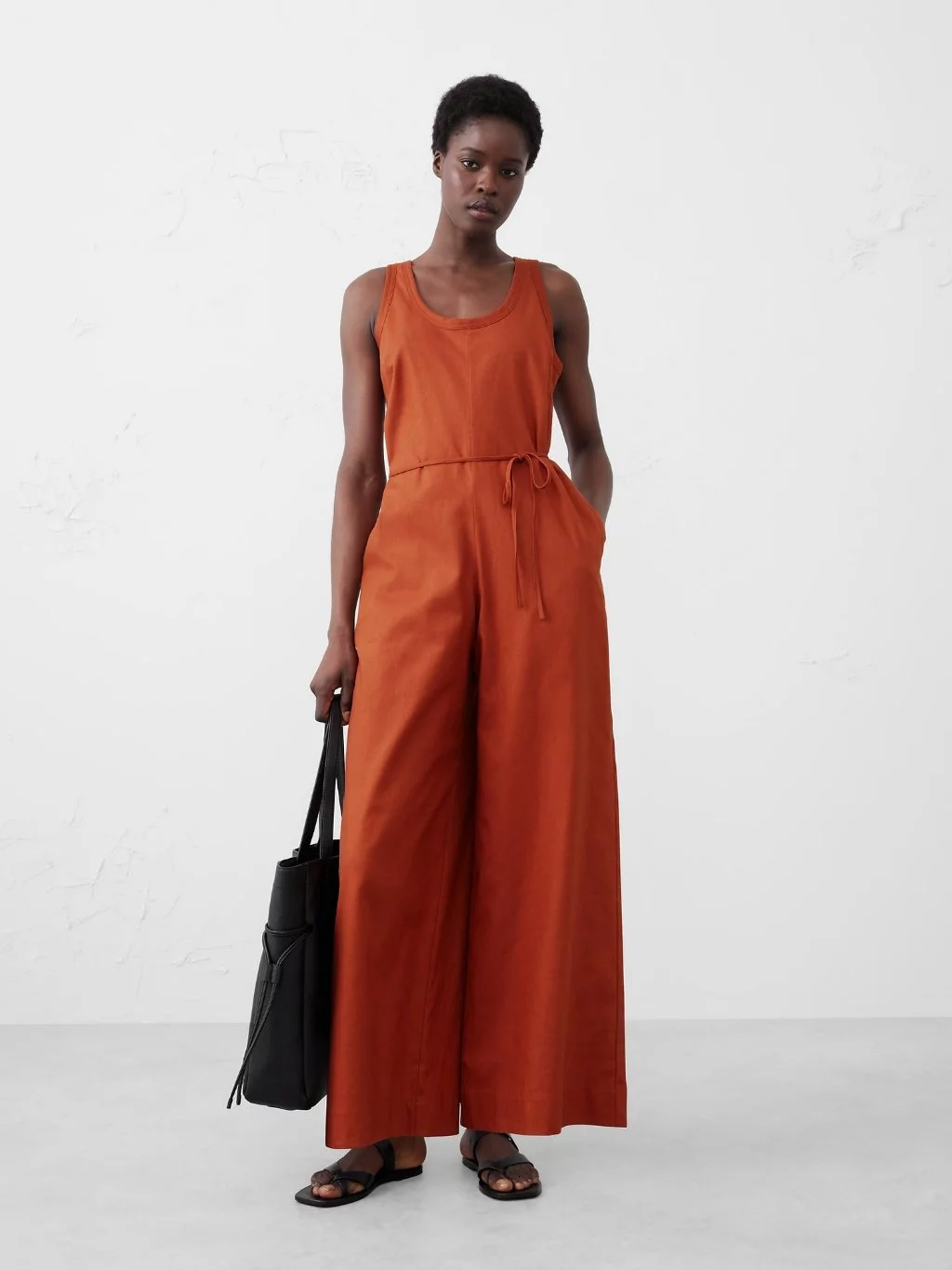 Jumpsuit BR (Dapat Belt) Linen-Blend Wide Leg Jumpsuit - 2203