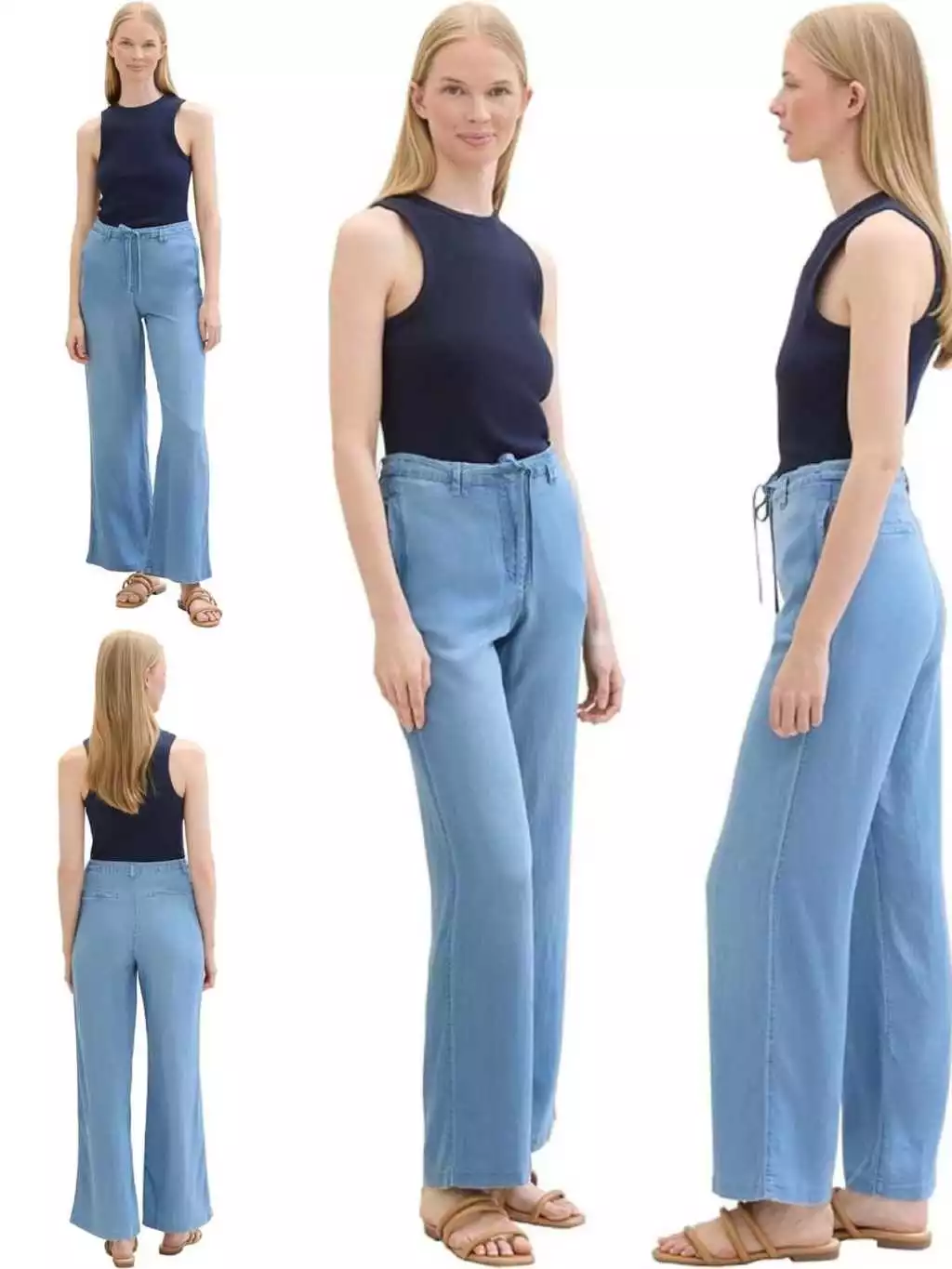 Celana Panjang Tencel TOM T Tencel Women's Wide Leg Denim Trousers (NO BELT) - 2213