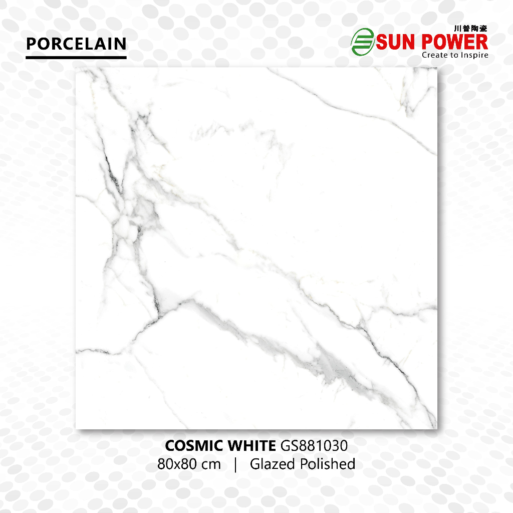 Jual SUN POWER Cosmic White 80x80 Glazed Polished - Granit Tiles Lantai ...