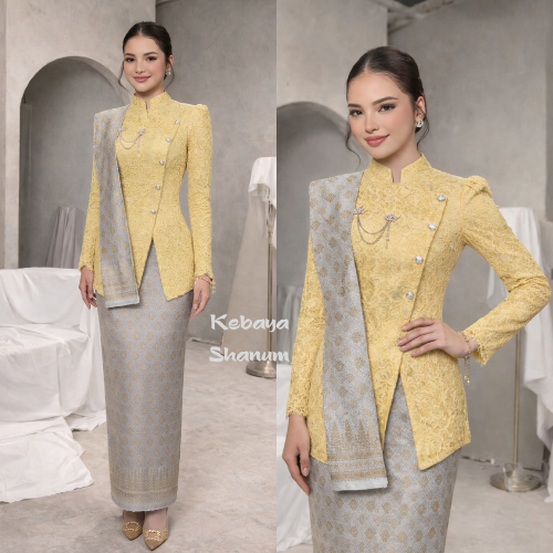 Jual Set Kebaya Busui Modern Butter Yellow Kebaya Brokat Payet Mewah ...