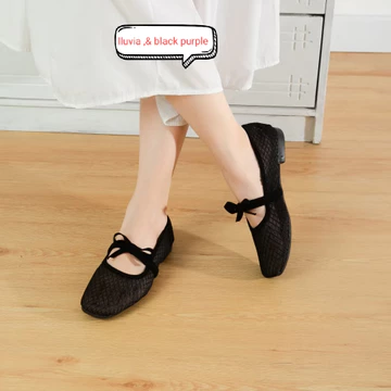 Flatshoes Wanita Sepatu Wanita Motif Transfaran Jaring Super Empuk 35 42