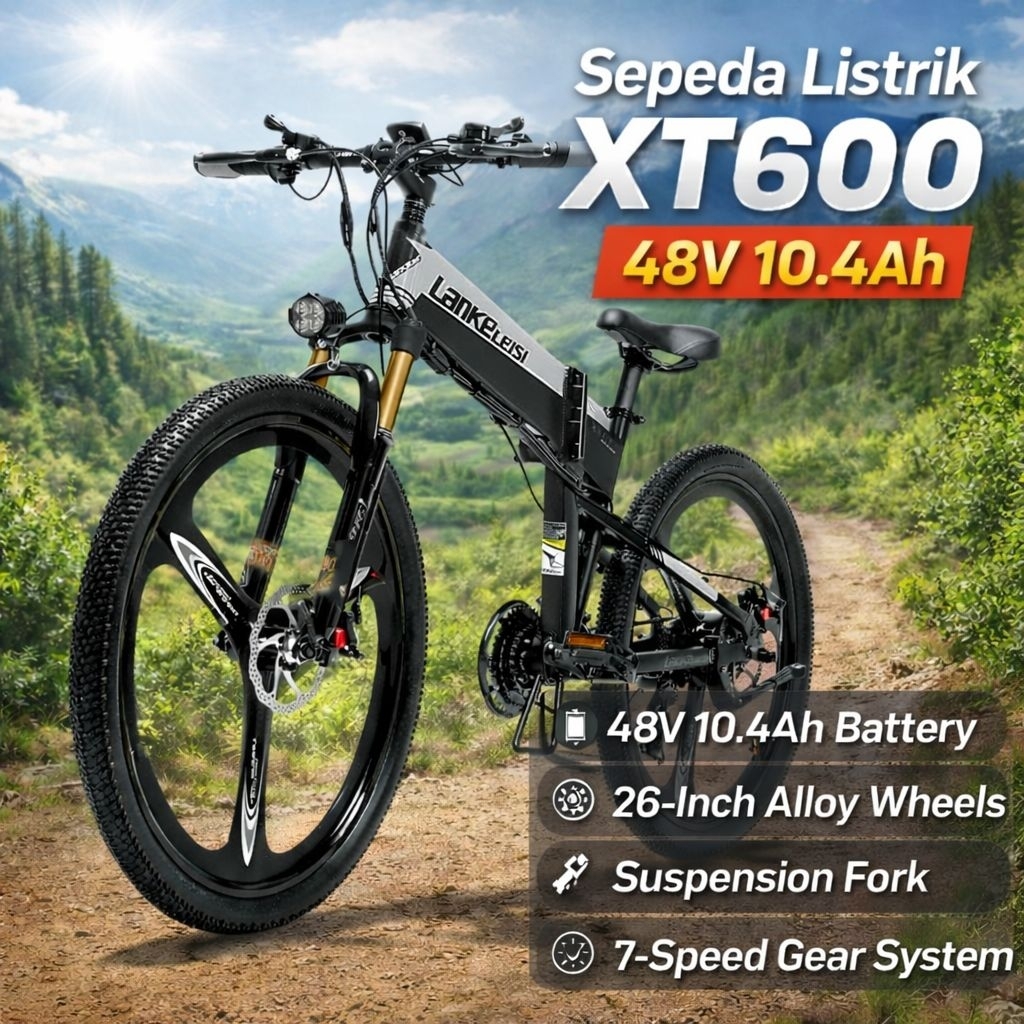 Lankeleisi Sepeda Listrik Lipat Folding E-Bike Elite Vers 48V 10.4Ah - XT600