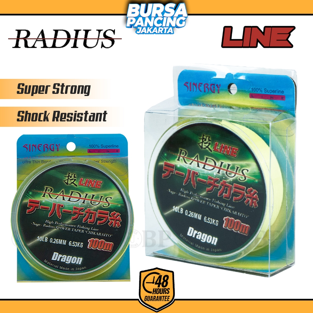 Jual RADIUS Senar Pancing Monofilament 100M 4LB-40LB Neon Green Super ...