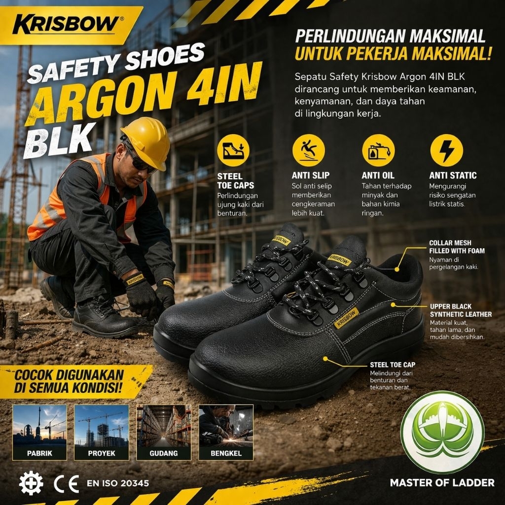Jual KRISBOW Sepatu Safety shoes Argon 4 INCH Sepatu Proyek Krisbow ...