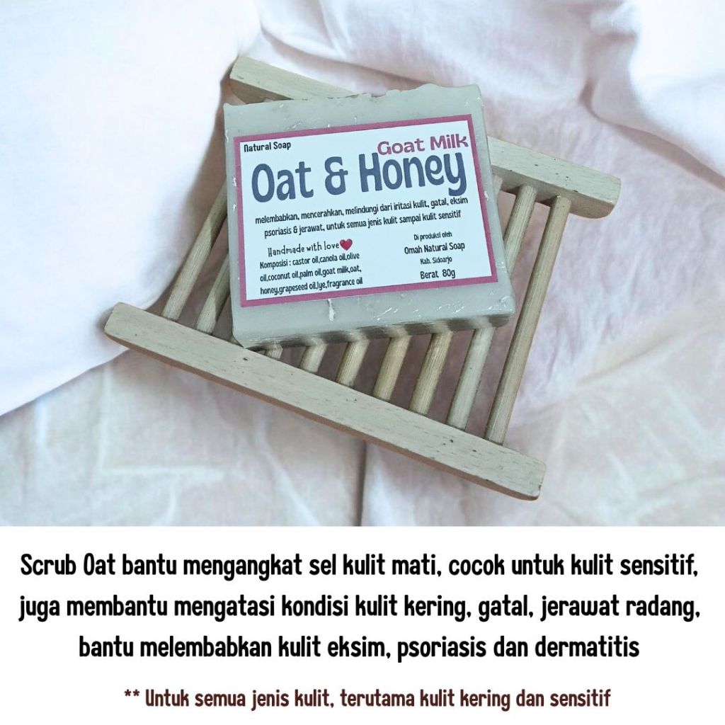 Sabun Natural Goat, Oat dan Honey - Omah Natural - Sabun Batang
