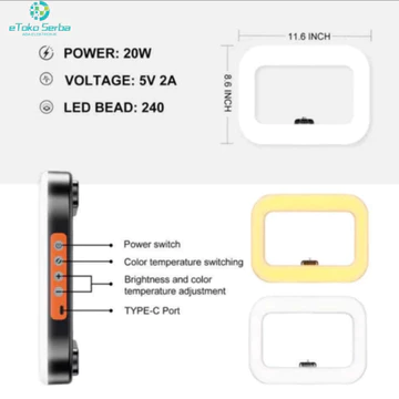 Lampu Ring LED Untuk Live Streaming Shooting Video HP Fill Light Dual Color