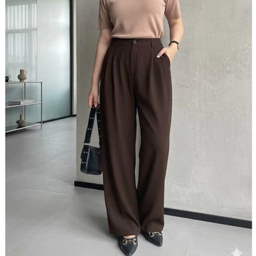 Kulot Loose Pants 332 Trousers Wanita Highwaist Jumbo Semiwool Premium Celana Kulot Wanita