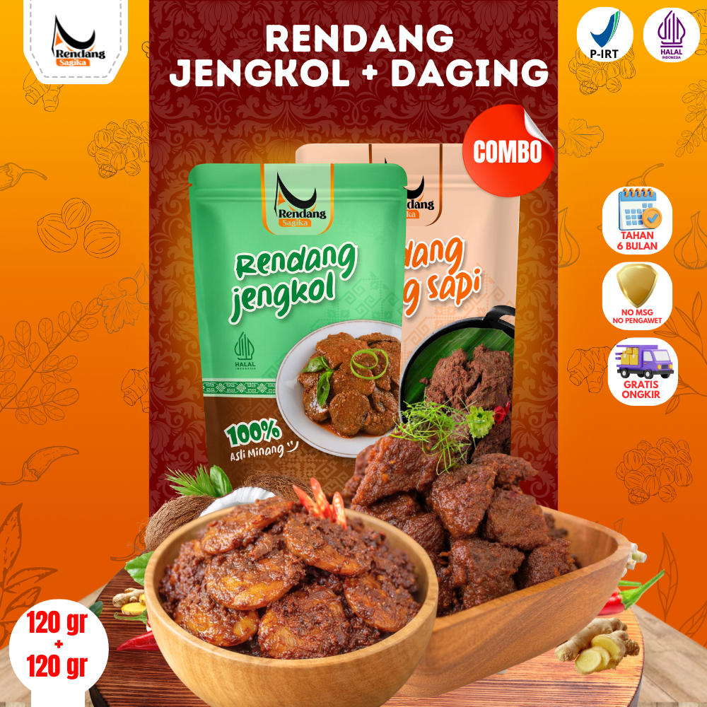 Jual RENDANG SAGIKA - Rendang Daging Sapi 120gr & Rendang Jengkol 120gr ...