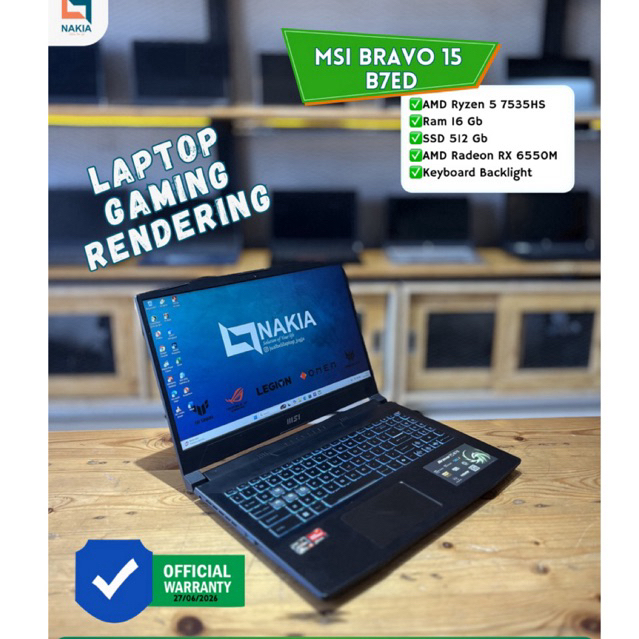 Jual MSI BRAVO 15 B7ED AMD Ryzen 5 7535HS Ram 16 Gb SSD 512 Gb AMD ...