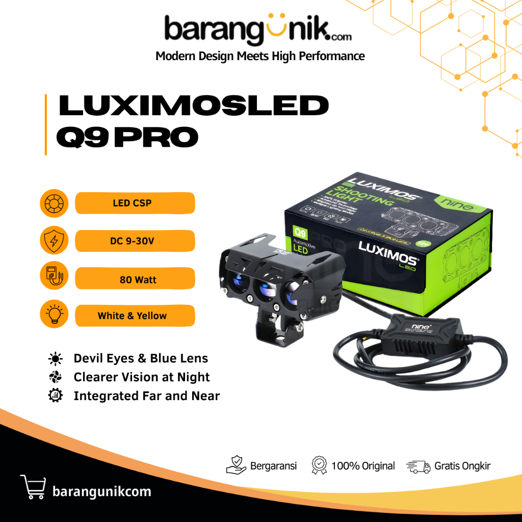 Jual Lampu Tembak LED SQL 3 Mata Q9 PRO 80 Watt Projector Laser Putih ...