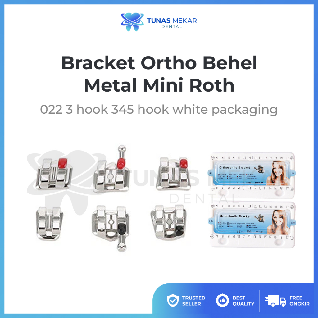 Jual Bracket Ortho Behel Metal Mini Roth 022 3 hook 345 hook white ...